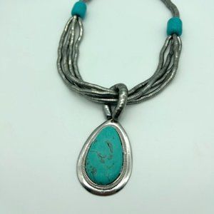 Silver and Blue Turquoise Necklace